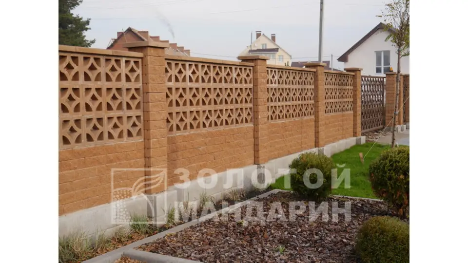 Заборний блок Золотий Мандарин Гармонія 300х300х90 мм  персиковий