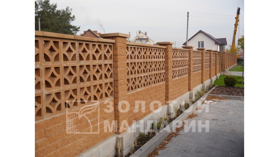 Заборний блок декоративний Золотий Мандарин 300х200х100 мм персиковий