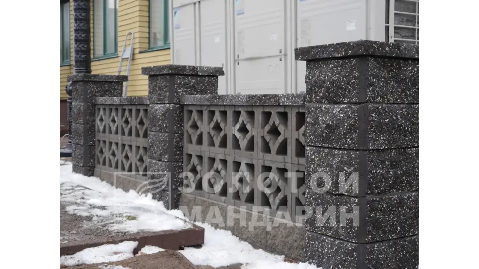 Заборний блок Золотий Мандарин Гармонія 300х300х90 мм сірий 