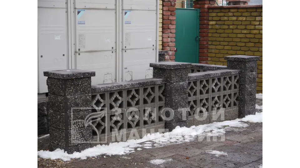 Заборний блок Золотий Мандарин Гармонія 300х300х90 мм сірий 