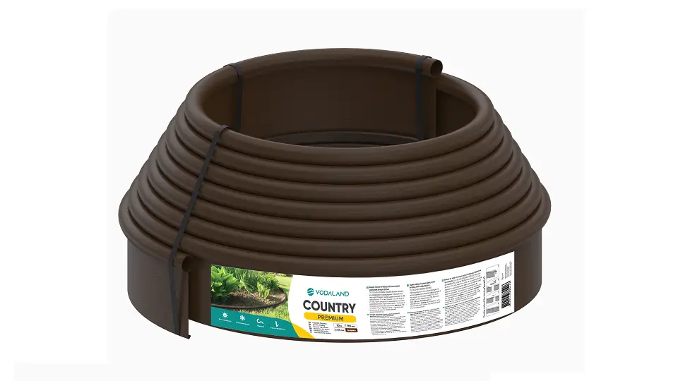 Бордюр садовий пластиковий Vodaland Country Premium H110 коричневий, 10 м 