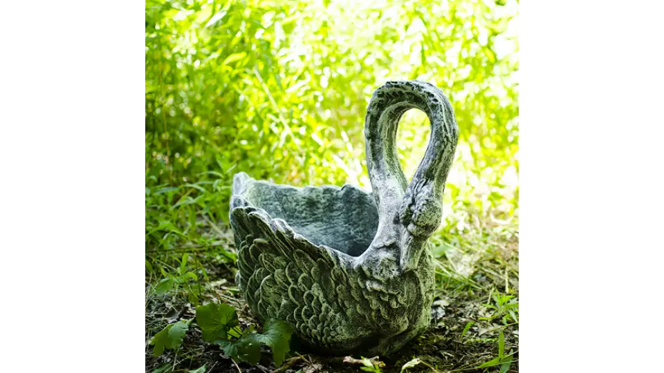 Ваза для квітів Лебідь ROCKSIDE, cіра патина