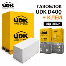 Газоблок UDK (D400) з клеєм у подарунок від 30 куб.м.