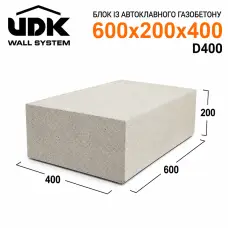 Газоблок UDK 600х200х400 (D400) стіновий