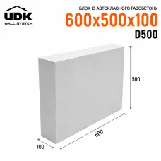 Газоблок UDK 600х500х100 (D500) перегородковий