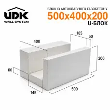 Газоблок UDK U-блок 500х400х200 для армопоясу