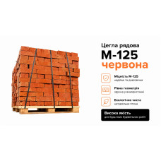 Цегла рядова М-125, червона 
